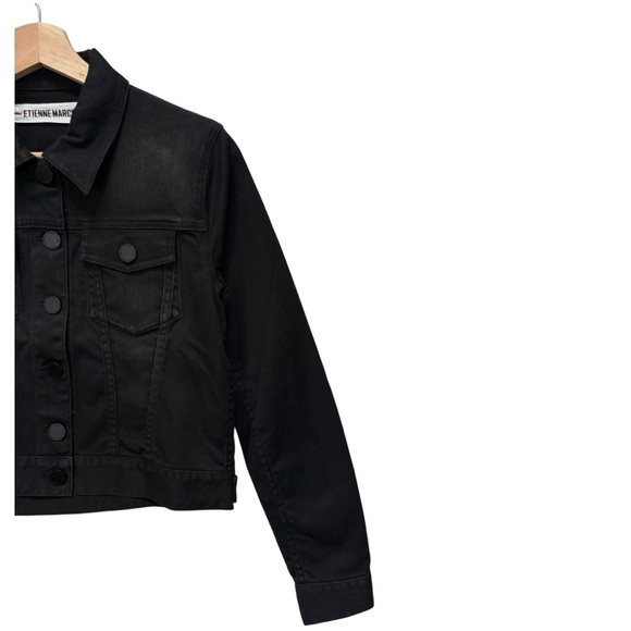 ETIENNE MARCEL Denim Crop Jacket Black Size Small NEW - Picture 4 of 9